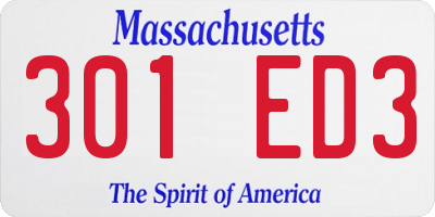 MA license plate 301ED3