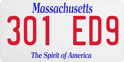 MA license plate 301ED9
