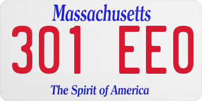MA license plate 301EE0