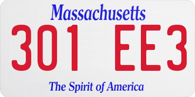 MA license plate 301EE3
