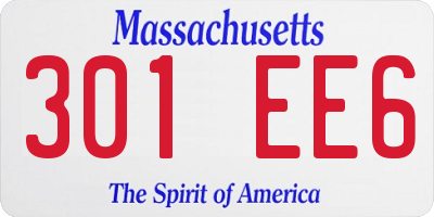 MA license plate 301EE6