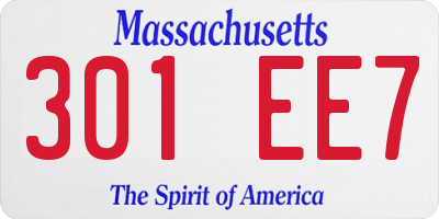 MA license plate 301EE7