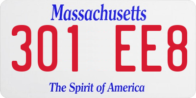MA license plate 301EE8