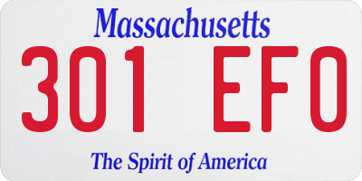MA license plate 301EF0
