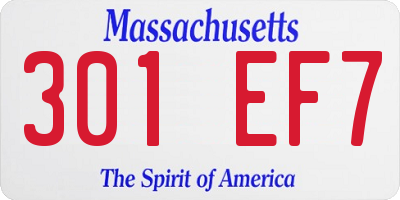 MA license plate 301EF7
