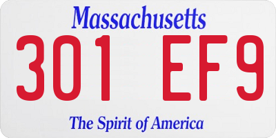 MA license plate 301EF9