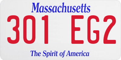 MA license plate 301EG2