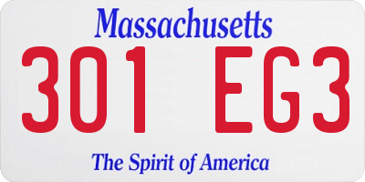 MA license plate 301EG3