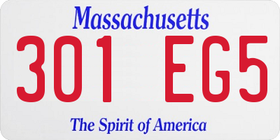 MA license plate 301EG5