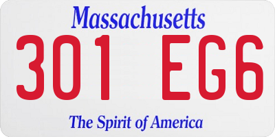 MA license plate 301EG6