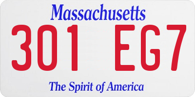 MA license plate 301EG7