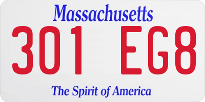 MA license plate 301EG8