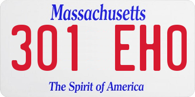 MA license plate 301EH0