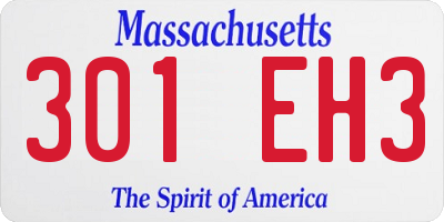 MA license plate 301EH3