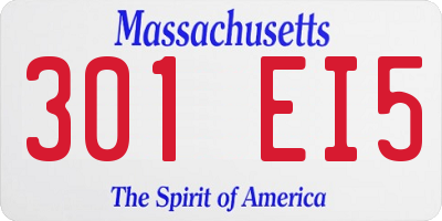 MA license plate 301EI5