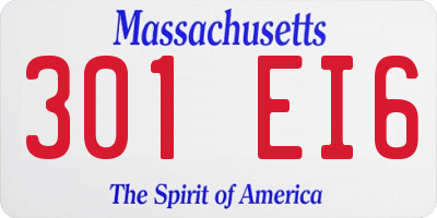 MA license plate 301EI6