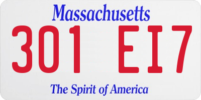 MA license plate 301EI7