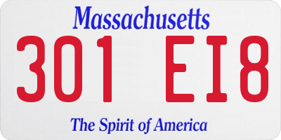 MA license plate 301EI8