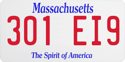 MA license plate 301EI9