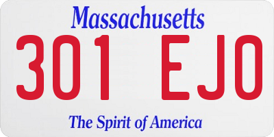 MA license plate 301EJ0