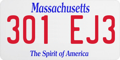 MA license plate 301EJ3