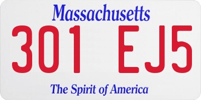 MA license plate 301EJ5