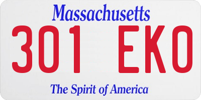 MA license plate 301EK0