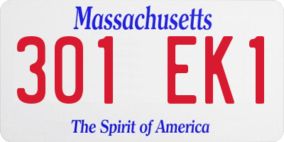 MA license plate 301EK1