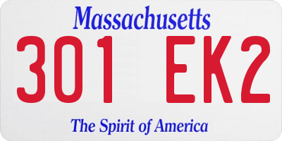 MA license plate 301EK2