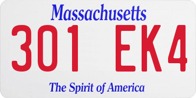 MA license plate 301EK4