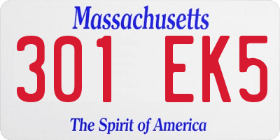 MA license plate 301EK5