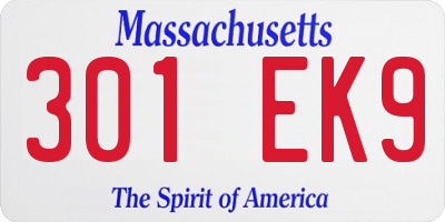 MA license plate 301EK9