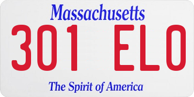 MA license plate 301EL0