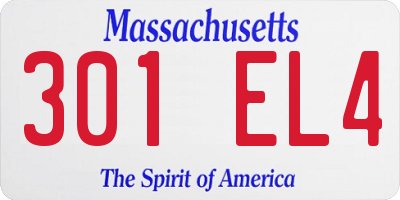 MA license plate 301EL4