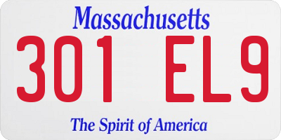 MA license plate 301EL9