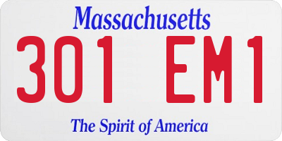 MA license plate 301EM1
