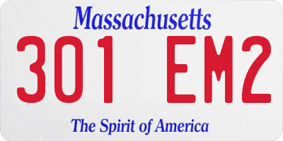 MA license plate 301EM2