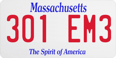 MA license plate 301EM3