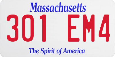 MA license plate 301EM4