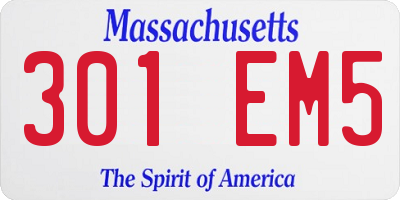 MA license plate 301EM5