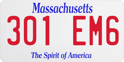 MA license plate 301EM6