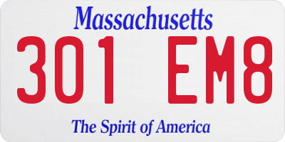 MA license plate 301EM8