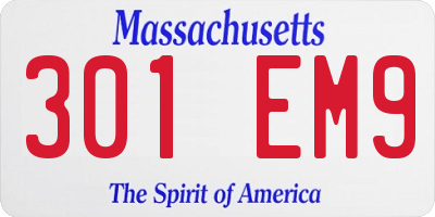 MA license plate 301EM9