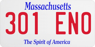 MA license plate 301EN0