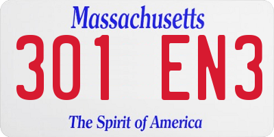 MA license plate 301EN3