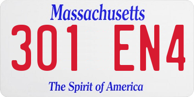 MA license plate 301EN4