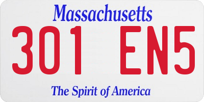 MA license plate 301EN5