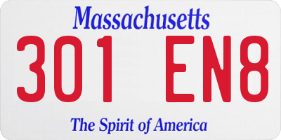 MA license plate 301EN8