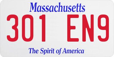 MA license plate 301EN9