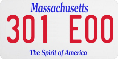 MA license plate 301EO0